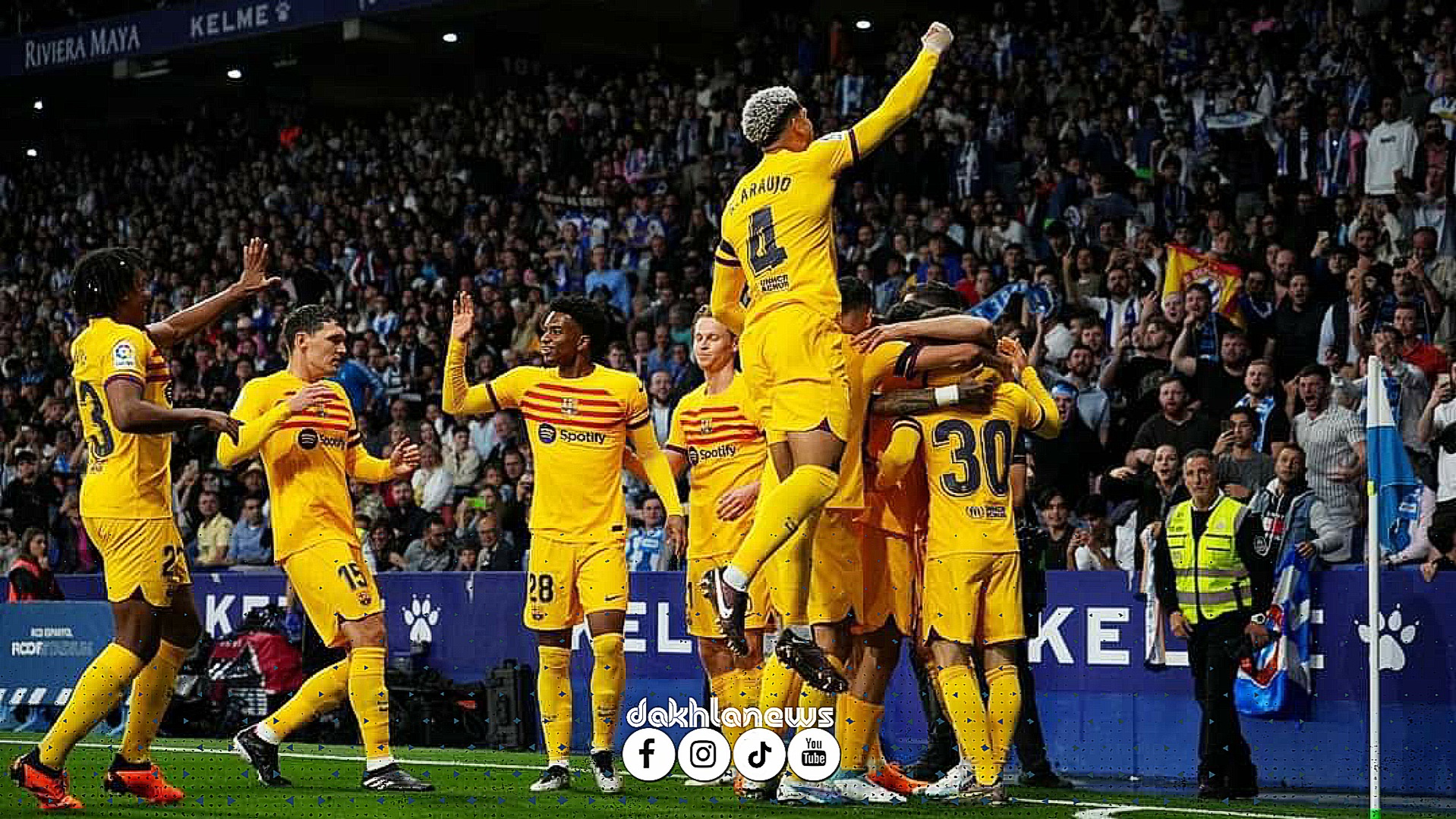 برشلونة يفوز على إسبانيول ويتوج بطلاً للدوري الإسباني قبل 4 جولات من ختام “الليغا”